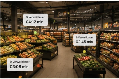 Analyse im Markt: durchschnittliche Verweildauer je Abteilung